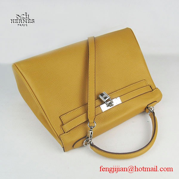 Hermes Kelly 32cm Togo Leather Bag Yellow 6108 Silver Hardware Hermes Kelly 32cm Togo Leather Bag Yellow 6108 Silver Hardware
